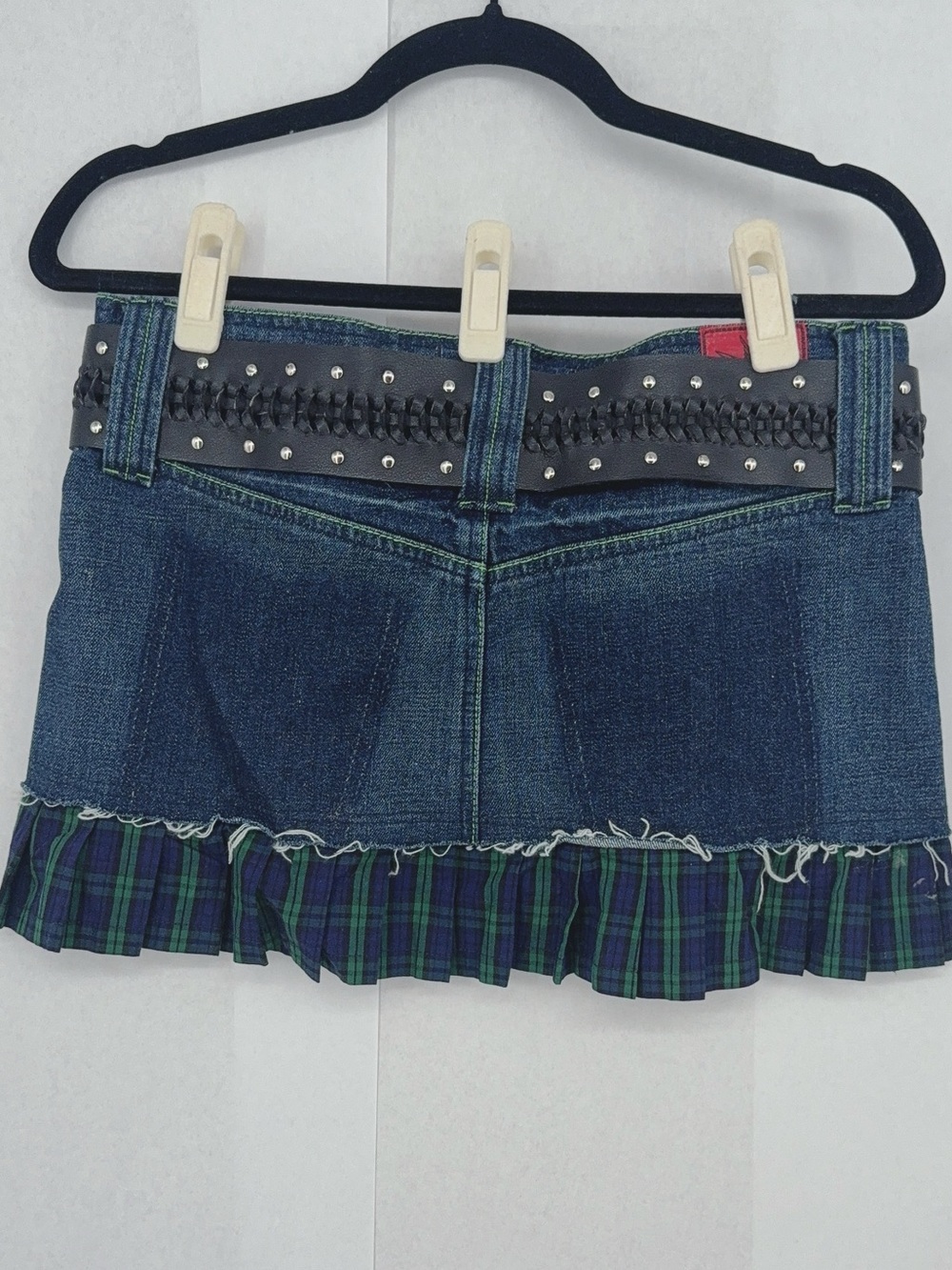 Z. Cavaricci jean plaid mini punk skirt 5 Y2k - Picture 2 of 6